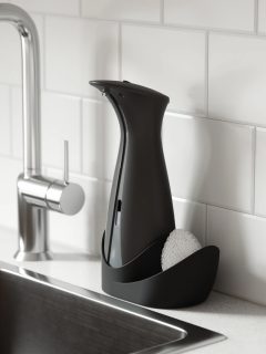 porta detergente automatico umbra com suporte 2 Dispenser Detergente Automático UMBRA com suporte Prata