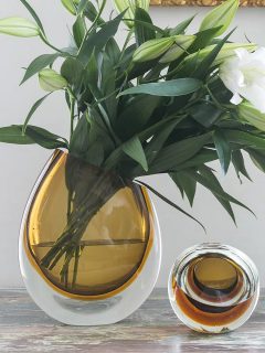 vaso cadoro bicolor ambar 2 Vaso Murano Bicolor Oval CADORO Ambar 33x24x8cm